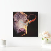 Hereford Cattle Wall Clock Vierkante Klok (Huis)