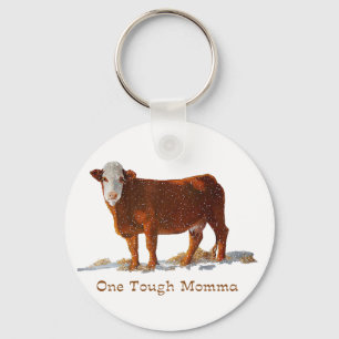 Hereford Cow: Eén stevige mama: Moederdag Sleutelhanger