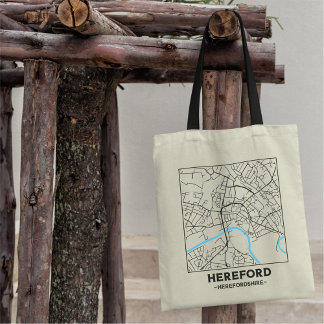 Hereford, Herefordshire Stad Kaart Boodschappentas Tote Bag