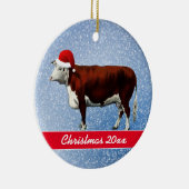 Hereford Koe en Santa Hat Ceramic Ornament (Rechts)
