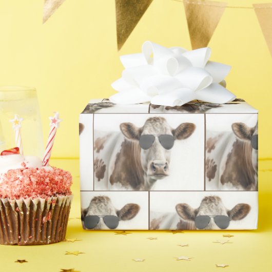 Hereford Koe met zonnebril Cadeaupapier (Verjaardagsfeest)