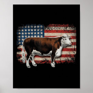 Hereford Rancher - Amerikaanse vlag voor Hereford Poster