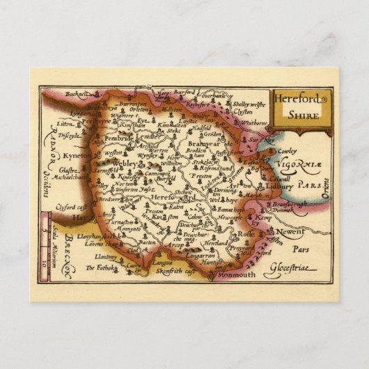 Herefordshire County England Oude antiquarische ka Briefkaart (Voorkant)