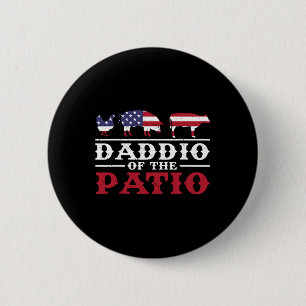 Heren 4 juli Bbq T-shirt Daddio van de patio bar Ronde Button 5,7 Cm