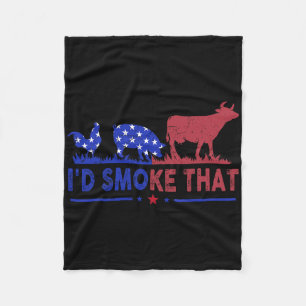 Heren 4 juli Ik zou dat Bbq-shirt Usa-vlag roken Fleece Deken