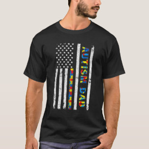 Heren Autism Papa Versleten Amerikaanse Vlag Vade T-shirt