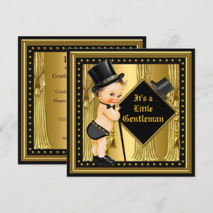 Heren Baby Shower Jongen Goud Zwart Bruine Baby Kaart