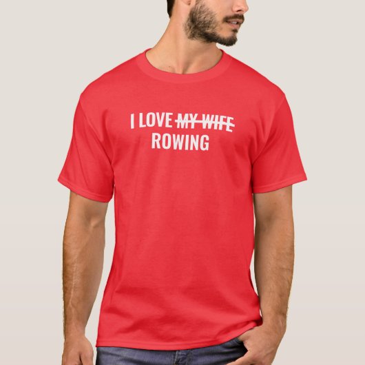 Heren Basic T-Shirt | I Love Rowing (Voorkant)