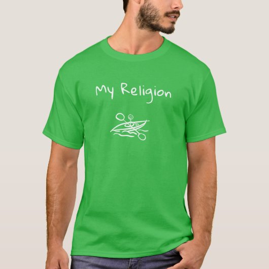 Heren Basic T-Shirt | Mijn Religie (Voorkant)