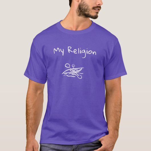 Heren Basic T-Shirt | Mijn Religie (Voorkant)