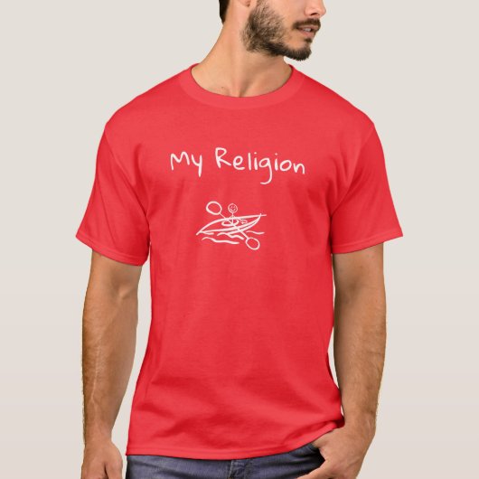 Heren Basic T-Shirt | Mijn religie (Voorkant)