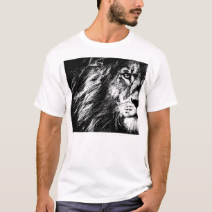 Heren Basic Witte T-shirt Moderne Elegante Leeuwen