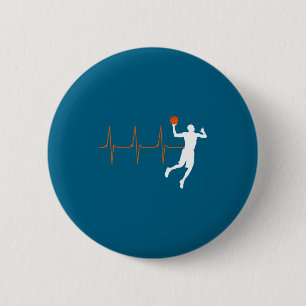 Heren Basketbal Hartslag Oranje Speler Coach Ronde Button 5,7 Cm
