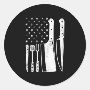 Heren bbq usa vlag patriottische vierde juli maste ronde sticker