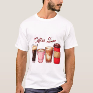 Heren Coffee Art T-shirt Mooie koffiekopjes Stre