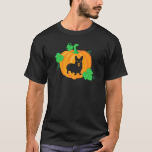 Heren Corgi Hond Silhouet Pompoen Halloween T-shirt