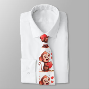 Heren Designer Ties Aap Rode Harten Stropdas