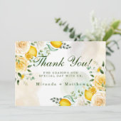 Heren Gele Roses Lemons Weddenschap Bedankt kaarte Kaart (Staand voorkant)