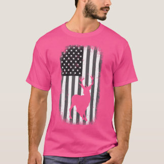 Heren jagen op zwarte en witte Amerikaanse vlag T-shirt