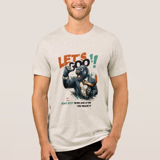 HEREN LET'S GOO LESSONS LEARN TRI-BLEND T-SHIRT  (Voorkant)