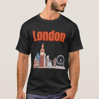 Heren London Skyline Big Font T-shirt in Zwart