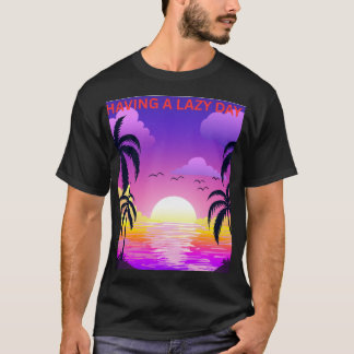 Heren luie dag zonsondergang T-shirt