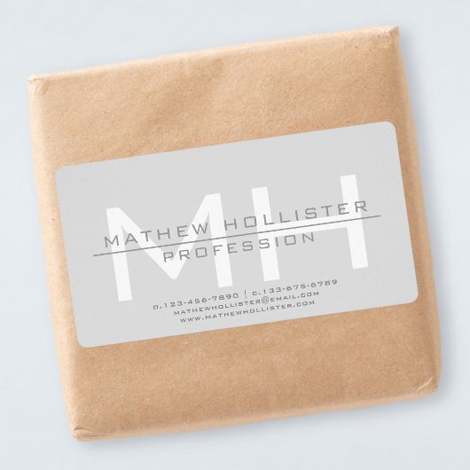 Heren met monogram, grijs zakelijk etiket