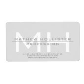 Heren Monogram, Grijs Zakelijk Etiket (Voorkant)