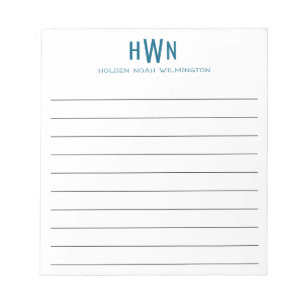 Heren Monogram Professional Navy Blauwe Breed Geli Notitieblok