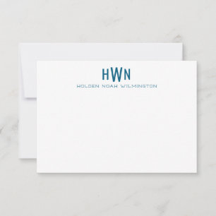 Heren Monogram Professional Navy Blauwe Breed Geli Notitiekaartje
