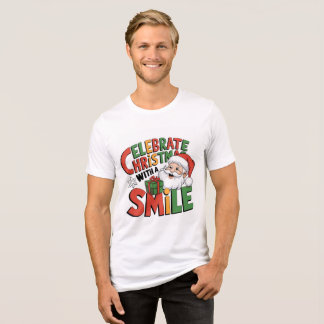 Heren Morsige Vier Kerstmis Kerstman Glimlach TriB Tri-Blend Shirt