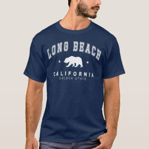 Heren Navy Long Beach - Grizzly Bear Design T-shirt