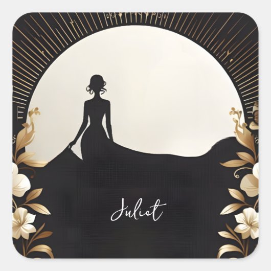 Heren pakken Tuxedo Stevig Zwart Touw Bruidsmeisje Vierkante Sticker (Voorkant)