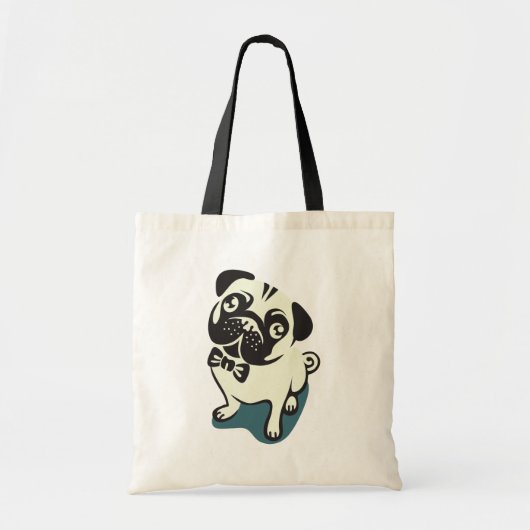 Heren Pug met een Cute Bowtie. Tote Bag (Voorkant)