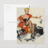 Heren Recycling Pin-Up Briefkaart (Voorkant / Achterkant)