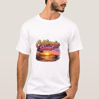 Heren shirt Californië zonsondergang