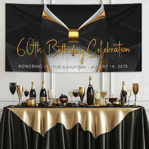Heren Smoking Black Gouden Verjaardagsfeestje Spandoek