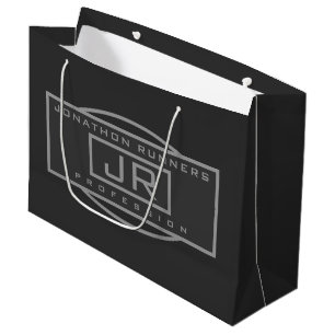 Heren Sportieve Geometrische Grijs & Donkergrijs Groot Cadeauzakje