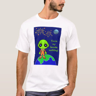 Heren T-shirt met Alien en Vuurwerk voor nieuwe Va
