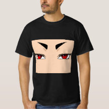 Heren t-shirt met rode anime-ogen in het vet