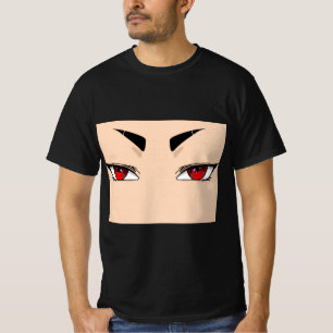 Heren t-shirt met rode anime-ogen in het vet