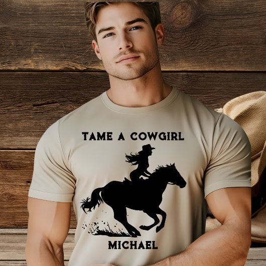 Heren Tame a Cowgirl Meisje op Paard T-Shirt
