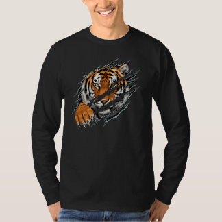 Heren Tiger Ripped Effect T-shirt met lange mouwen