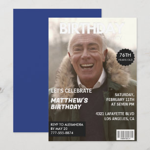 Heren Tijdschrift Navy blauw Foto 76ste verjaardag Kaart