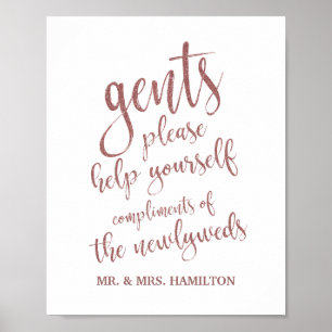 Heren Toilet Mand Basket Roze Goud Glitter 8x10 Bo Poster