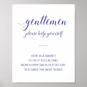 Heren Toilet Mand Navy Blauwe Huwelijk Bord Poster