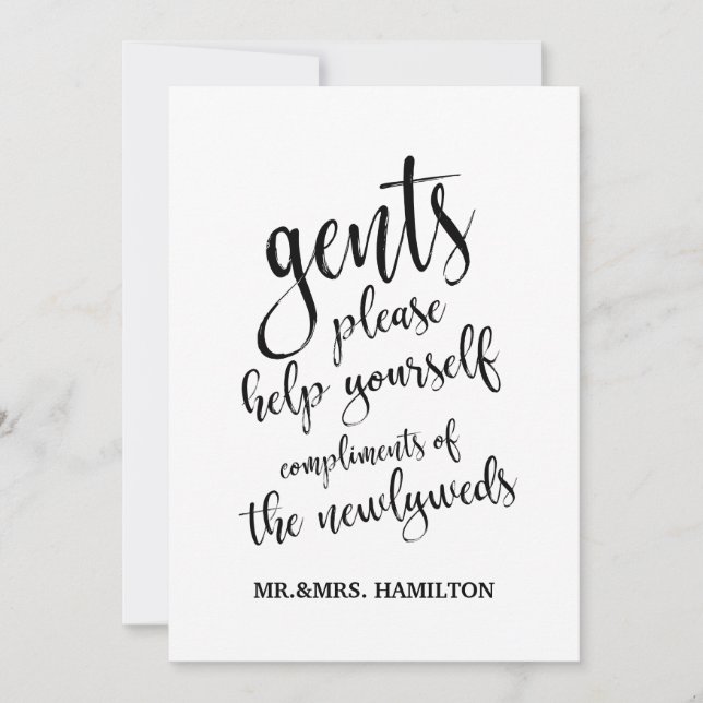 Heren Toilet Mandje Betaalbaar Huwelijk Bord (Voorkant)