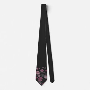 Heren Tropische Monstera Bladprint Zwarte Necktie Stropdas