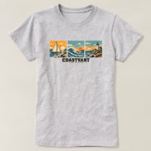 Heren Vintage Coastal Ocean Waves T-shirt - COASTV