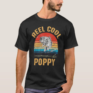 Heren Vintage Reel Cool Klaproos Vis Vissen Vader T-shirt